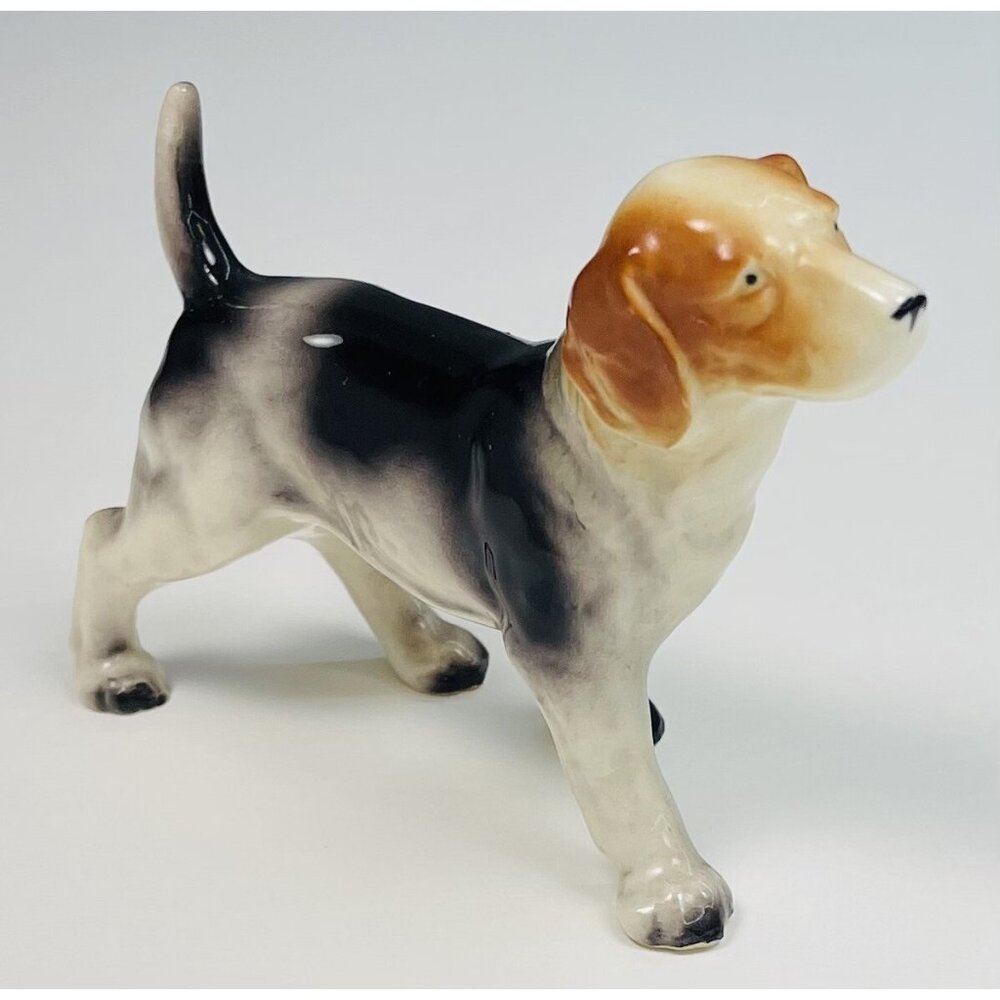 VTG 4.25" Ceramic Porcelain Standing BEAGLE Hound Dog Occupied Japan *Crazing*